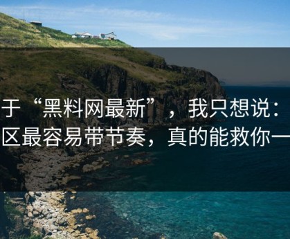 关于“黑料网最新”，我只想说：评论区最容易带节奏，真的能救你一次