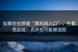 如果你也想搜“黑料网入口”，先看完这段：点开也可能被追踪