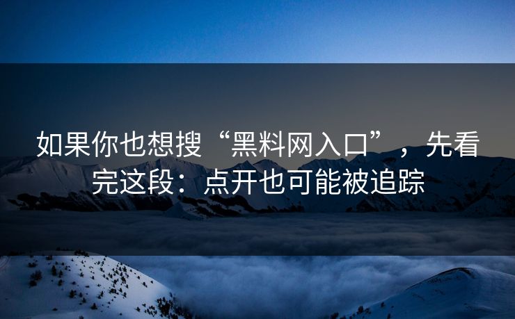 如果你也想搜“黑料网入口”，先看完这段：点开也可能被追踪